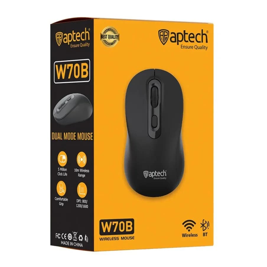 Aptech W70B Dual Mode Wireless Mouse Black